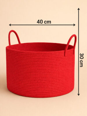 Alternative view of Clover Özel Pamuklu Saplı Jüt Battaniye Sepeti Hasır Oyuncak Sepeti Jüt Çamaşır Sepeti 40-30