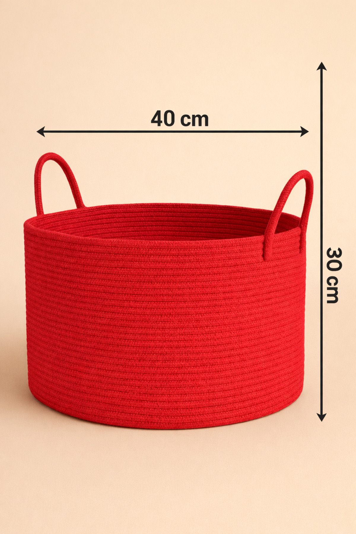 Alternative view of Clover Özel Pamuklu Saplı Jüt Battaniye Sepeti Hasır Oyuncak Sepeti Jüt Çamaşır Sepeti 40-30