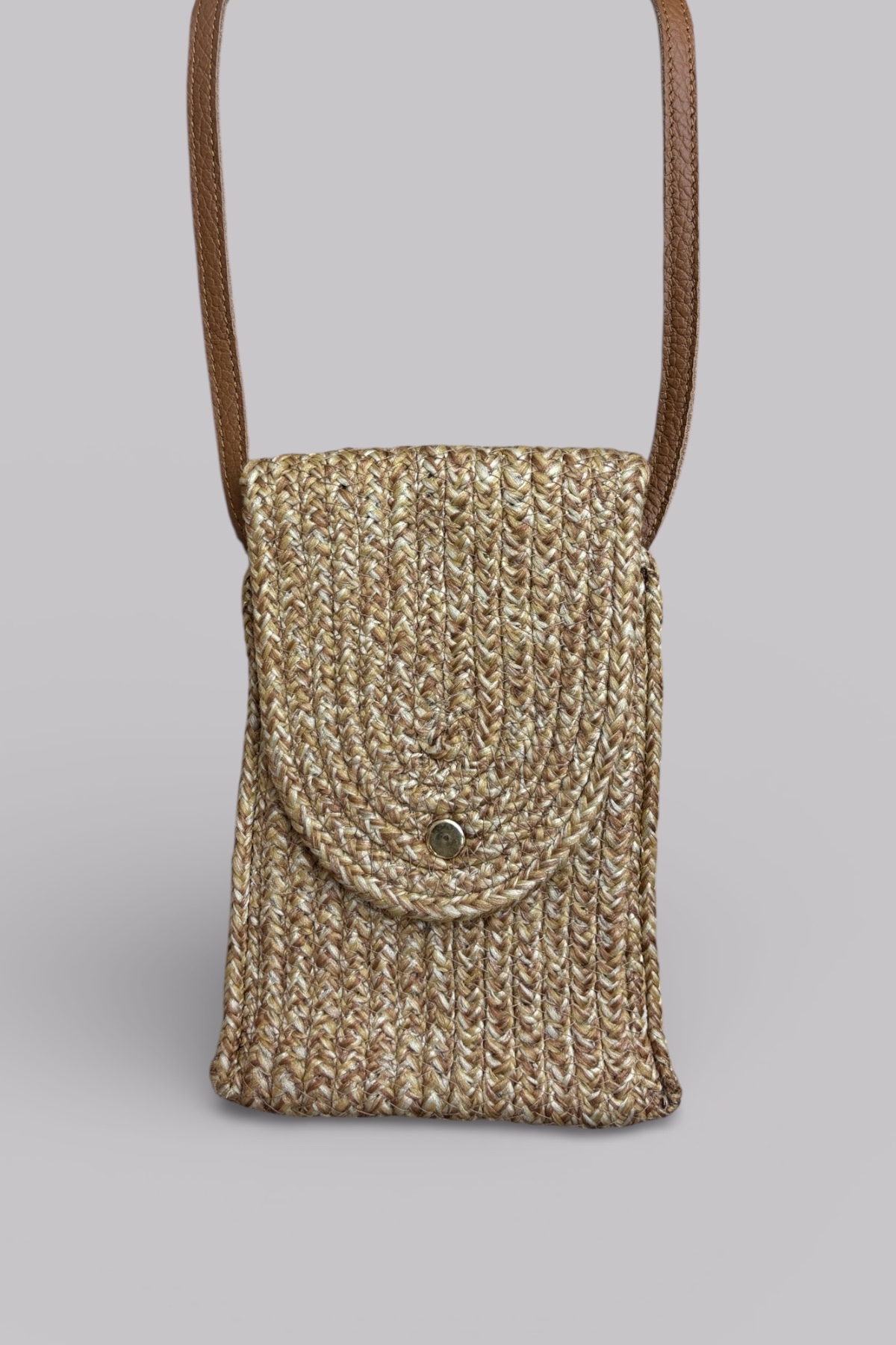 Lina Hasır Telefonluk Çanta Hakiki Deri Askı Çapraz Çanta, Arka Kartlıklı, Hafif ve Minimal Tasarım - Görsel 5