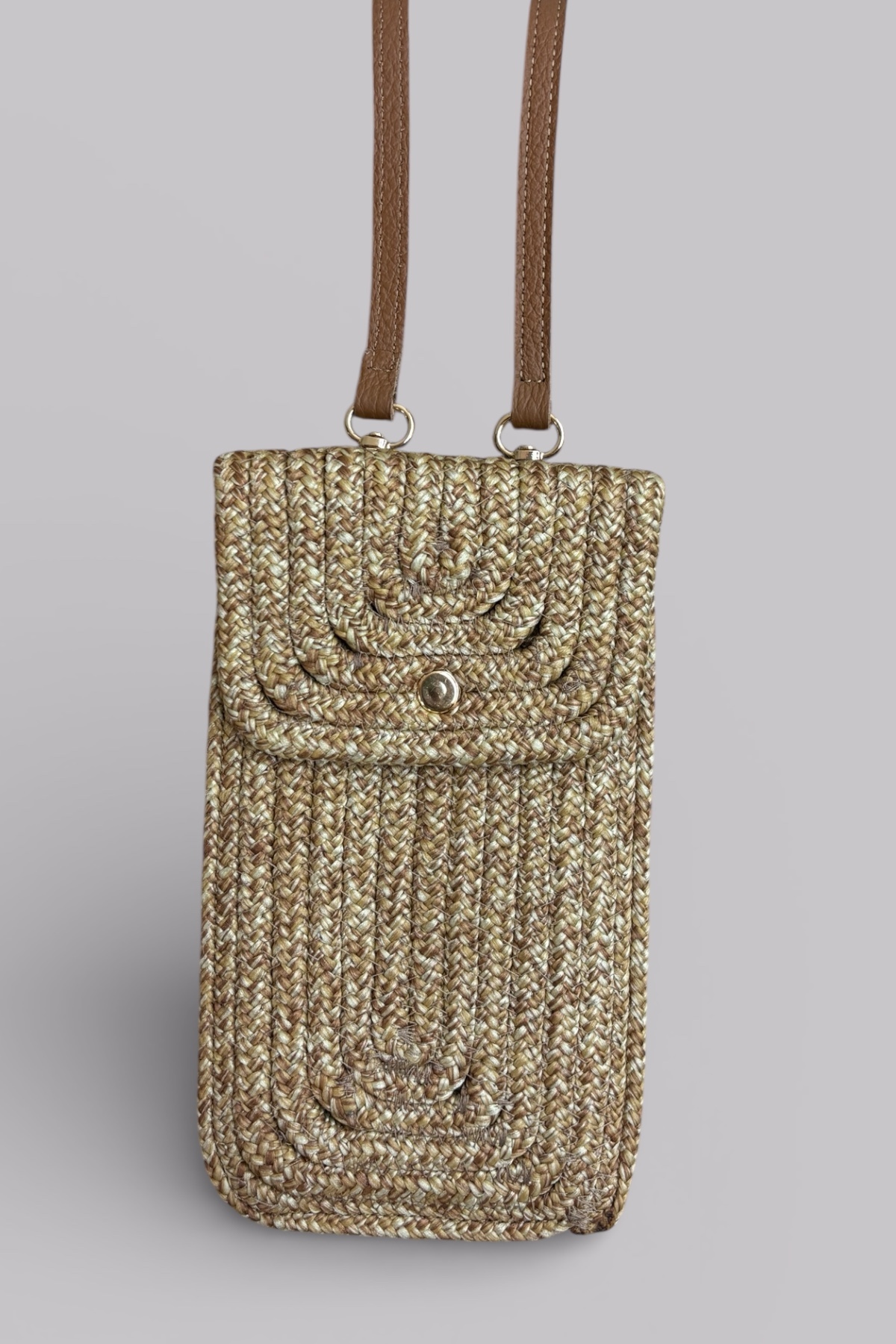 Vexa Hakiki Deri Yumuşak Hasır Halat Telefonluk, Fermuar Cüzdanlı Minimal Çapraz Askılı Çanta - Görsel 6