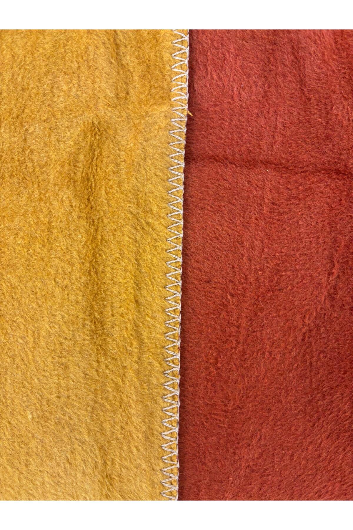 BohemHouse Çift Taraflı İki Renk Düz Pamuklu Kalın Yumuşak Battal Boy Battaniye 2000Gr 200x220cm