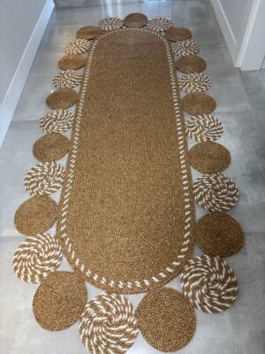 Natura Nil Cookie Model el örgüsü hasır görünümlü kilim, modern salon antre dekorasyonu