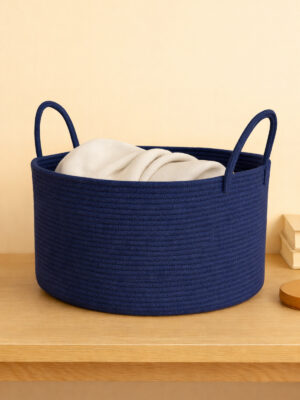 Clover jüt battaniye sepeti pamuklu saplı 40x30 cm hasır oyuncak sepeti
