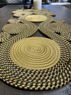 Jüt runner 40x110 cm hasır görünümlü masa örtüsü, MaVaux el yapımı