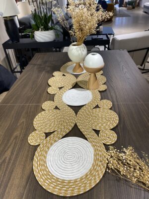 Jüt runner 40x110 cm hasır görünümlü masa örtüsü, MaVaux el yapımı