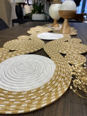 Jüt runner 40x110 cm hasır görünümlü masa örtüsü, MaVaux el yapımı