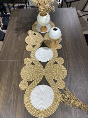 Jüt runner 40x110 cm hasır görünümlü masa örtüsü, MaVaux el yapımı
