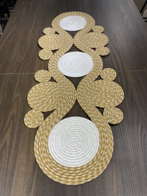 Jüt runner 40x110 cm hasır görünümlü masa örtüsü, MaVaux el yapımı