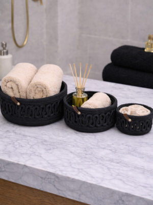 Velora 3'lü halat sepet banyo organizer dekoratif seti