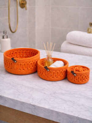 Velora 3'lü halat sepet banyo organizer dekoratif seti
