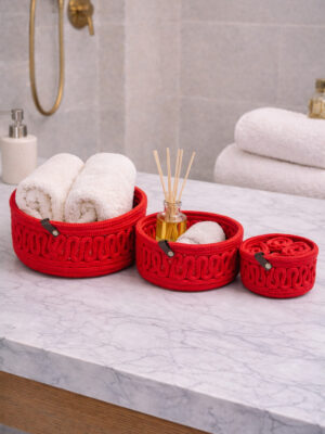 Velora 3'lü halat sepet banyo organizer dekoratif seti