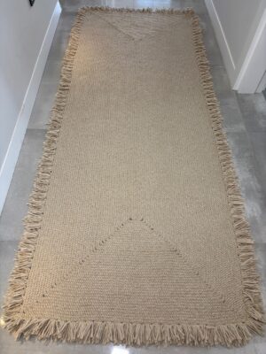 Nil Serisi doğal halat kilim bej renk püsküllü modern salon yer kilimi