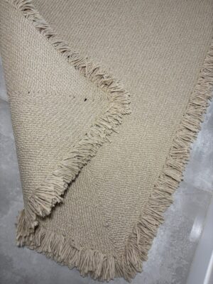 Nil Serisi doğal halat kilim bej renk püsküllü modern salon yer kilimi