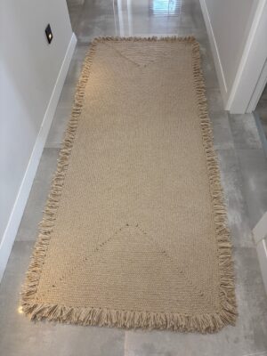 Nil Serisi doğal halat kilim bej renk püsküllü modern salon yer kilimi