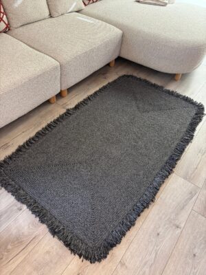 Nil Serisi doğal halat kilim bej renk püsküllü modern salon yer kilimi