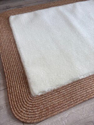 Puffy yumuşak dokulu kilim halısı hasır kenarlı detay