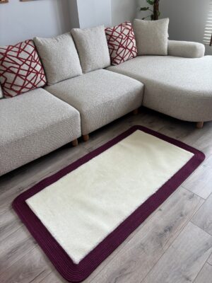 Puffy yumuşak dokulu kilim halısı hasır kenarlı detay