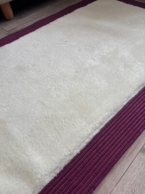Puffy yumuşak dokulu kilim halısı hasır kenarlı detay