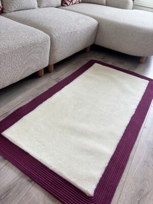 Puffy yumuşak dokulu kilim halısı hasır kenarlı detay