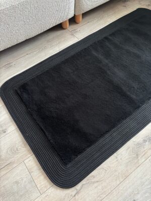Puffy yumuşak dokulu kilim halısı hasır kenarlı detay