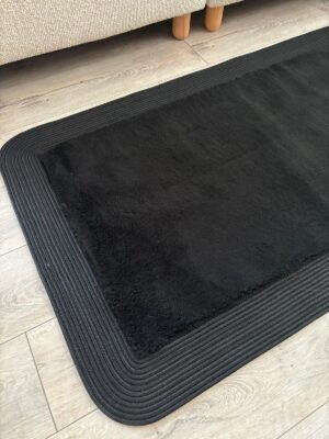Puffy yumuşak dokulu kilim halısı hasır kenarlı detay