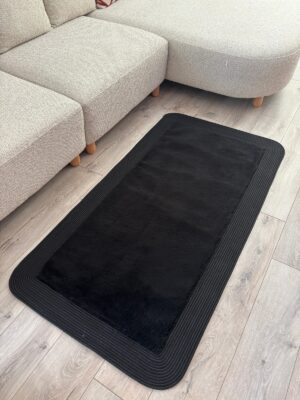 Puffy yumuşak dokulu kilim halısı hasır kenarlı detay