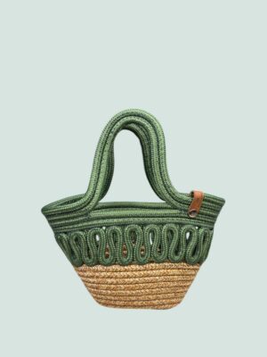 Bloom hasır çocuk plaj çantası turuncu ve yeşil renk seçenekleriyle