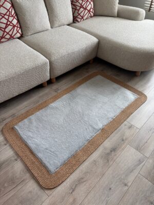 Puffy yumuşak dokulu kilim halısı hasır kenarlı detay