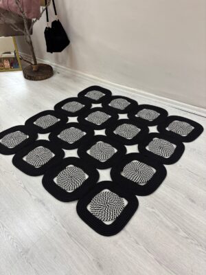 Solena jüt hasır dikdörtgen kilim halı, doğal rustik dokulu paspas yolluk