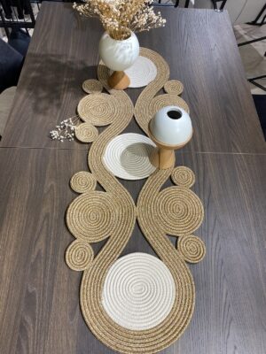 Jüt runner 40x110 cm hasır görünümlü masa örtüsü, MaVaux el yapımı