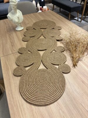 Jüt runner 40x110 cm hasır görünümlü masa örtüsü, MaVaux el yapımı
