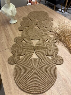 Jüt runner 40x110 cm hasır görünümlü masa örtüsü, MaVaux el yapımı