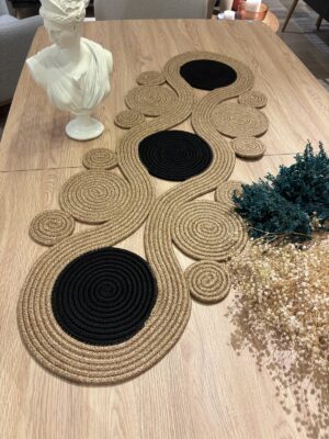 Jüt runner 40x110 cm hasır görünümlü masa örtüsü, MaVaux el yapımı