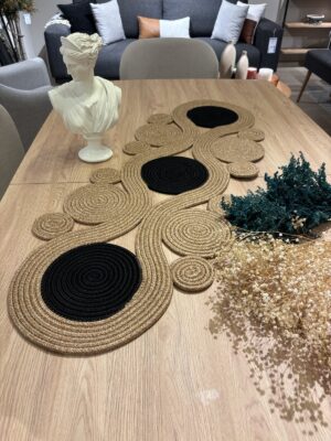 Jüt runner 40x110 cm hasır görünümlü masa örtüsü, MaVaux el yapımı