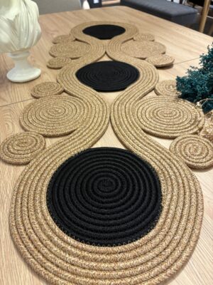 Jüt runner 40x110 cm hasır görünümlü masa örtüsü, MaVaux el yapımı