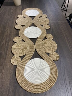 Jüt runner 40x110 cm hasır görünümlü masa örtüsü, MaVaux el yapımı