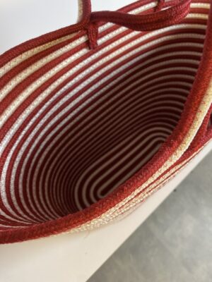 Zebra desenli jüt hasır plaj çantası vegan deri detaylı