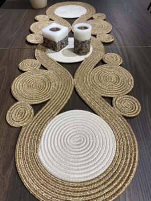 Jüt runner 40x110 cm hasır görünümlü masa örtüsü, MaVaux el yapımı