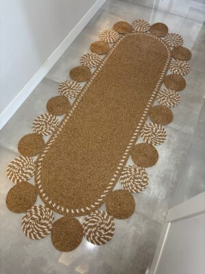 Natura Nil Cookie Model el örgüsü hasır görünümlü kilim, modern salon antre dekorasyonu