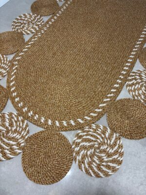 Natura Nil Cookie Model el örgüsü hasır görünümlü kilim, modern salon antre dekorasyonu