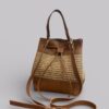 Bellora Hakiki Deri, Hasır Halat Bucket Çanta Ayarlanabilir Askılı Şık Omuz & Çapraz Kadın Çanta