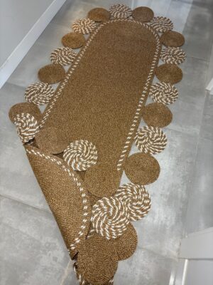 Natura Nil Cookie Model el örgüsü hasır görünümlü kilim, modern salon antre dekorasyonu