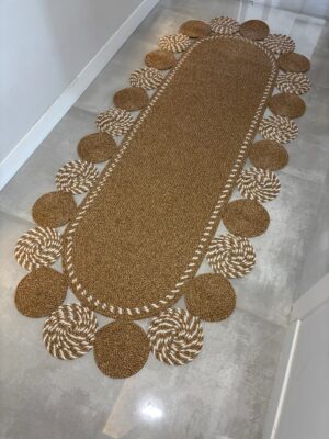 Natura Nil Cookie Model el örgüsü hasır görünümlü kilim, modern salon antre dekorasyonu