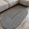 Linea gri saç örgü halat oval modern kilim