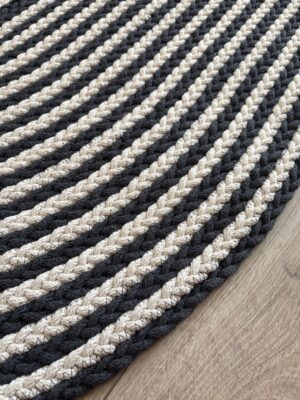 Linea gri saç örgü halat oval modern kilim