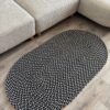 Linea saç örgü halı modern oval gri kilim