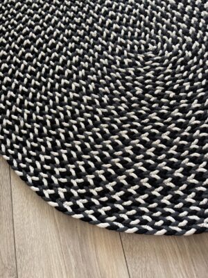 Linea saç örgü halı modern oval gri kilim