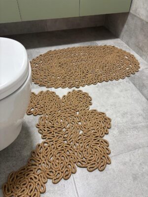 Flow 2'li Banyo Paspas Takımı doğal halat klozet ve lavabo önü paspas