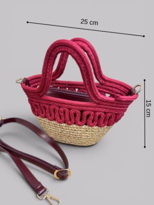 Siena Mini Kadın Çantası – Deri Yavrulu El Yapımı Hasır Dokulu Omuz ve El Çantası – görsel 37