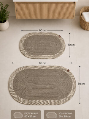 Riva 2’li Jüt, Hasır, Banyo Paspas Takımı, Banyo Takım, Klozet Takımı 50×80 & 40×60 cm Dekoratif Paspas İç Ve Dış – görsel 7